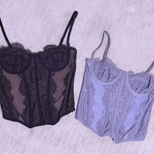 Urban Outfitters Lace Bustier Set - Black and Periwinkle